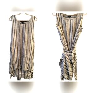 DREW Wrap Dress L Stripped black, white, and gray